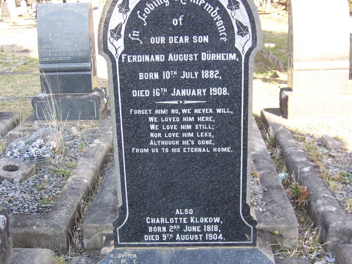 DURHEIM Ferdinand August 1882-1908