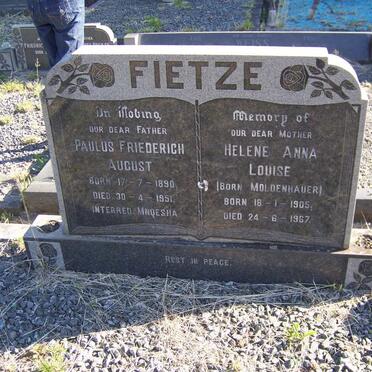FIETZE Paulus Friedrich August 1890-1951 &amp; Helene Anna Louisa MOLDENHAUER 1905-1967