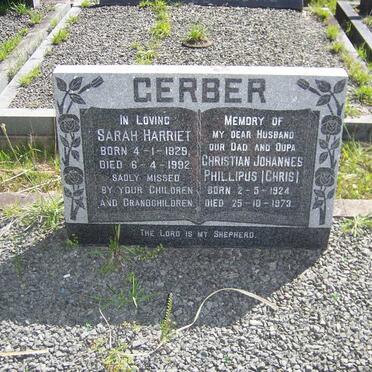 GERBER Christian Johannes Phillipus 1924-1973 &amp; Sarah Harriet 1929-1992
