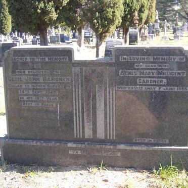 GARDNER Cecil John ?-1947 :: GARDNER Agnes Mary Millicent ?-1955
