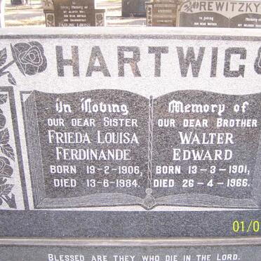 HARTWIG Walter Edward 1901-1966 &amp; Frieda Louisa Ferdinande 1906-1984