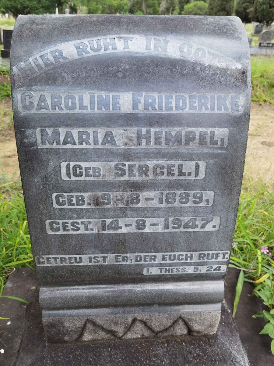 HEMPEL Caroline Friederike Maria nee SERGEL 1889-1947