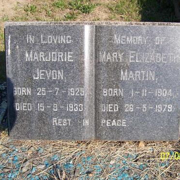 JEVON Margorie 1925-1933 :: MARTIN Mary Elizabeth 1904-1979
