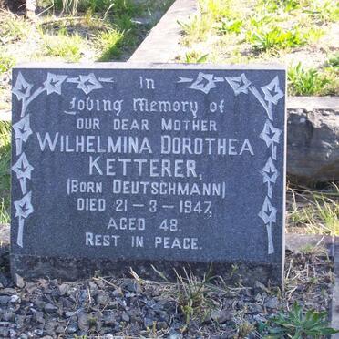 KETTERER Wilhelmina Dorothea nee DEUTSCHMANN ?-1947