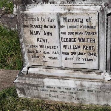 KENT George Walter William -1946 & Mary Ann WILLMERS -1949