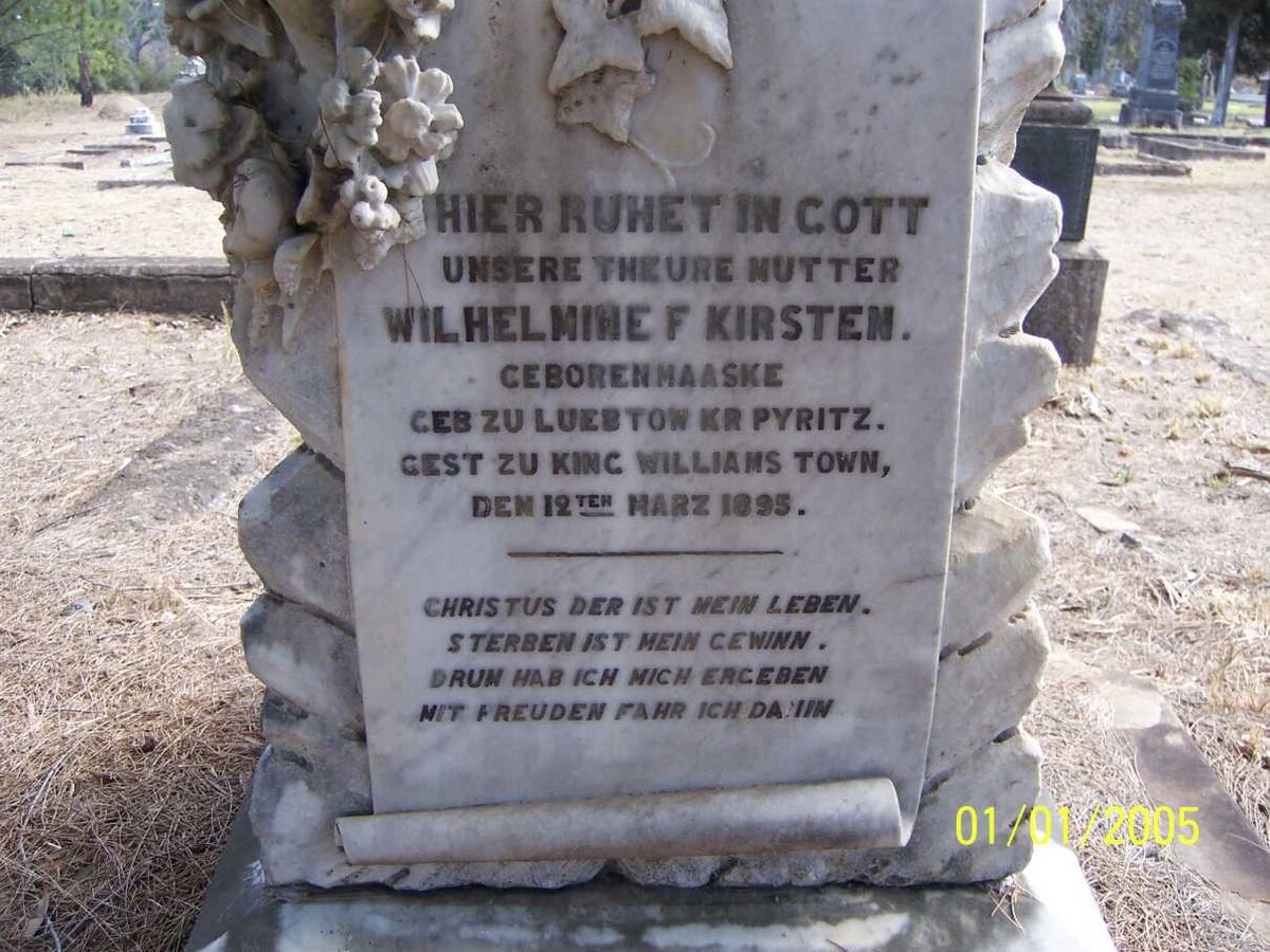 KIRSTEN Wilhelmina F. -1895