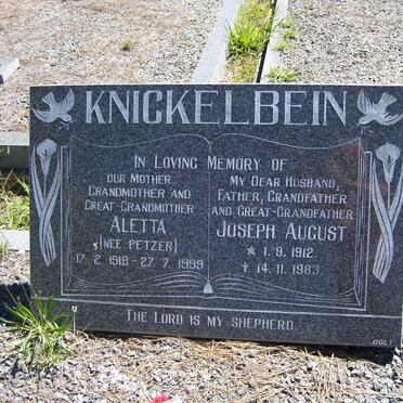 KNICKELBEIN Joseph August 1912-1983 &amp; Aletta PETZER 1918-1999