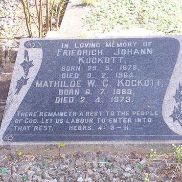 KOCKOTT Friedrich Johann 1878-1964 &amp; Mathilde W.C. 1889-1973