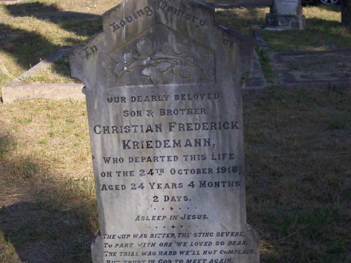 KRIEDEMANN Christian Frederick -1918