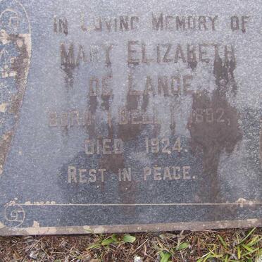LANGE Mary Elizabeth, de nee BELL 1892-1924