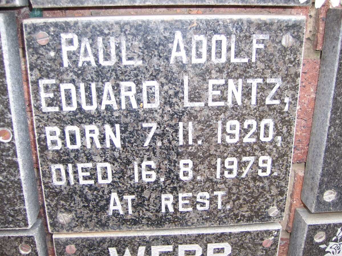 LENTZ Paul Adolf Eduard 1920-1979