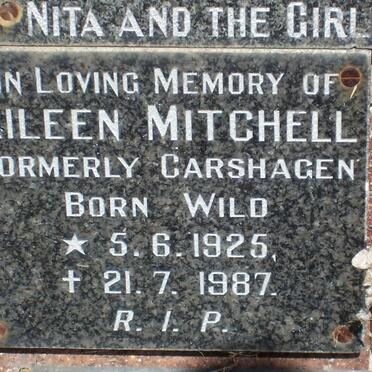 MITCHELL Aileen formerly CARSHAGEN nee WILD 1925-1987