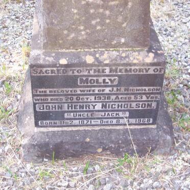 NICHOLSON John Henry 1871-1968 &amp; Molly -1938