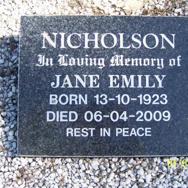 NICHOLSON Jane Emily 1923-2009