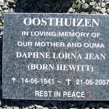 OOSTHUIZEN Daphne Lorna Jean nee HEWITT 1941-2007