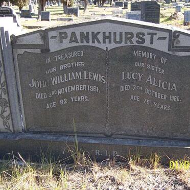 PANKHURST John William Lewis -1961 &amp; Lucy Alicia -1960