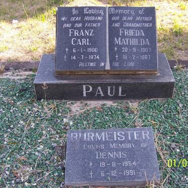 PAUL Franz Carl 1900-1974 &amp; Frieda Mathilda 1907-1987 :: BURMEISTER Dennis 1954-1991