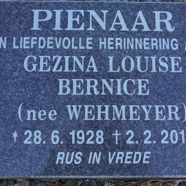 PIENAAR Gezina Louise Bernice nee WEHMEYER 1928-2015