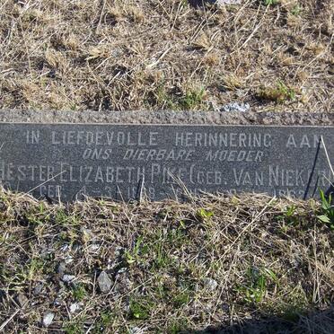 PIKE Hester Elizabeth nee VAN NIEKERK 1868-1962