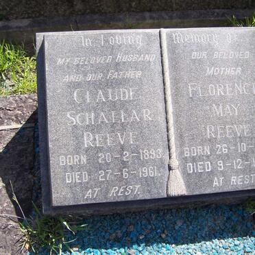 REEVE Claude Schallar 1893-1961 &amp; Florence May 1901-1975