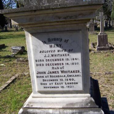 WHITAKER John James 1840-1922 &amp; Mary 1841-1890