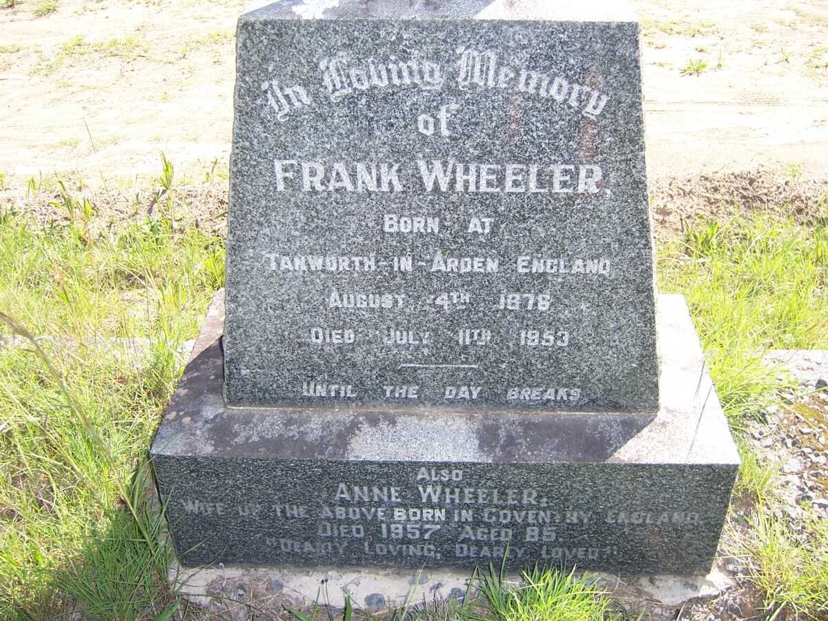 WHEELER Frank 1876-1953 &amp; Anne -1957