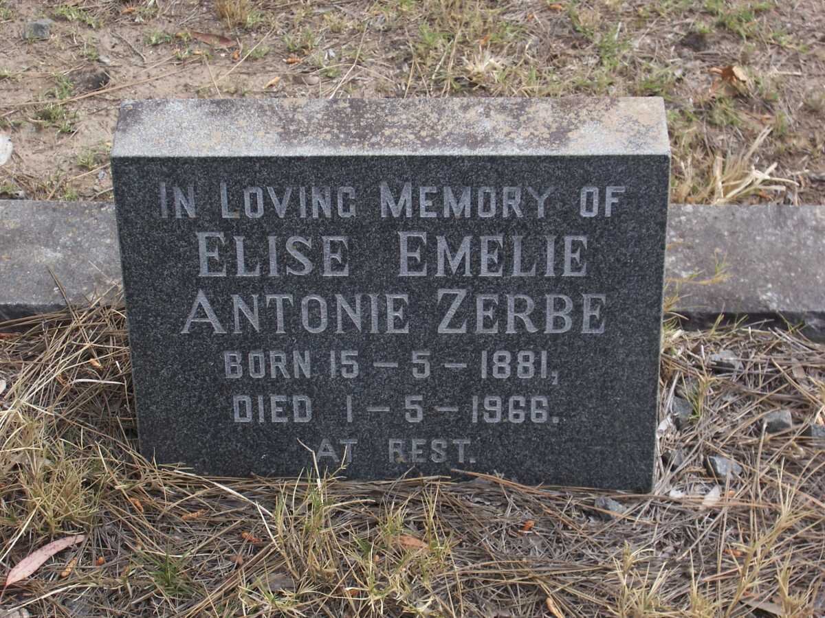 ZERBE Elise Emelie Antonie 1881-1966