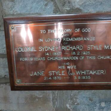 STYLE Sydney Richard 1857-1925 &amp; Jane WHITAKER 1870-1935