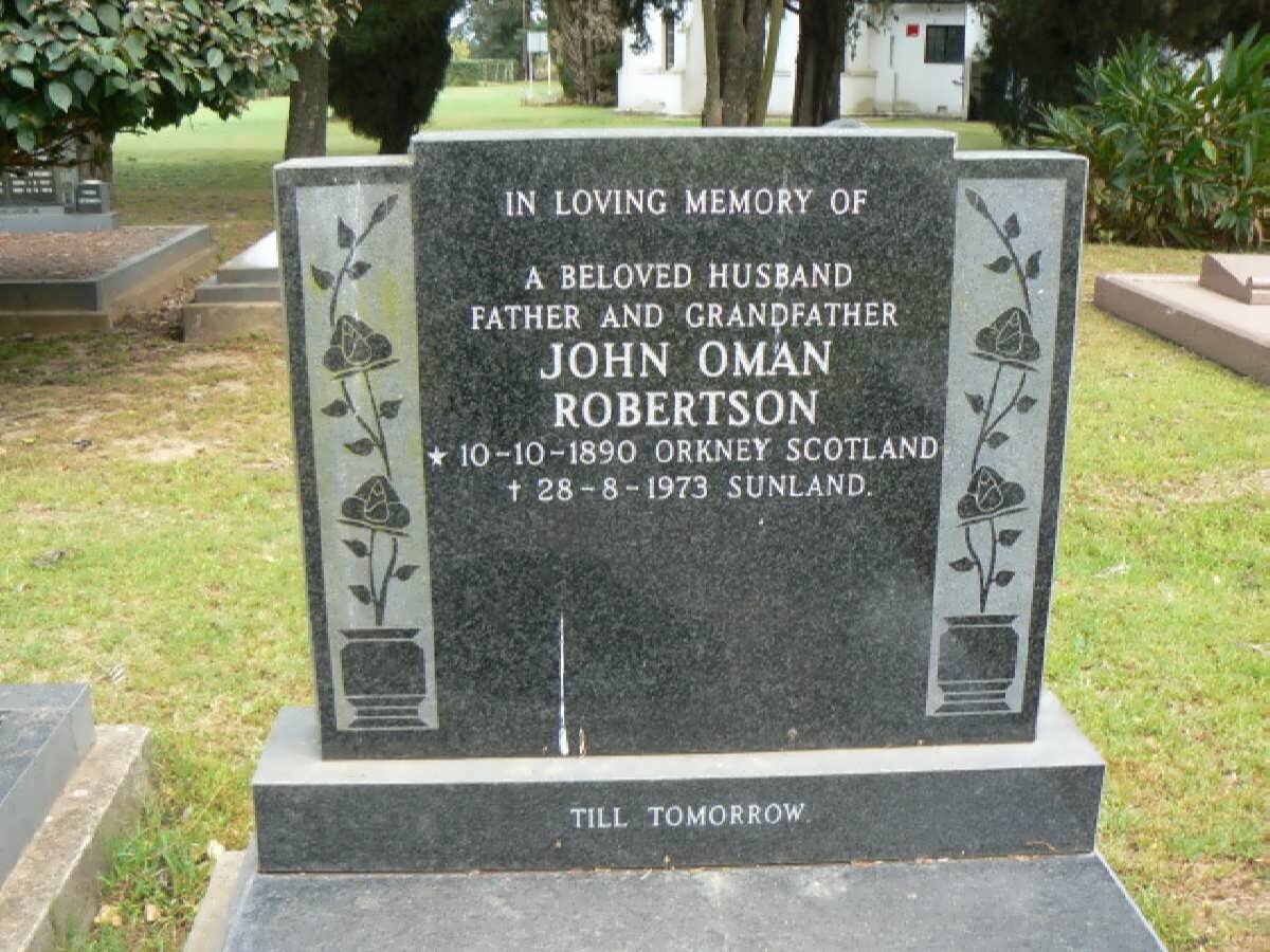 ROBERTSON John Oman 1890-1973