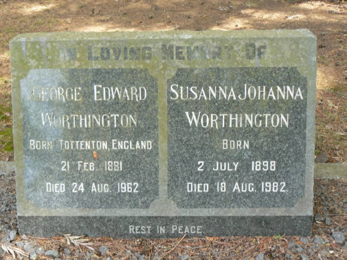 WORTHINGTON George Edward 1881-1962 &amp; Susanna Johanna 1898-1982