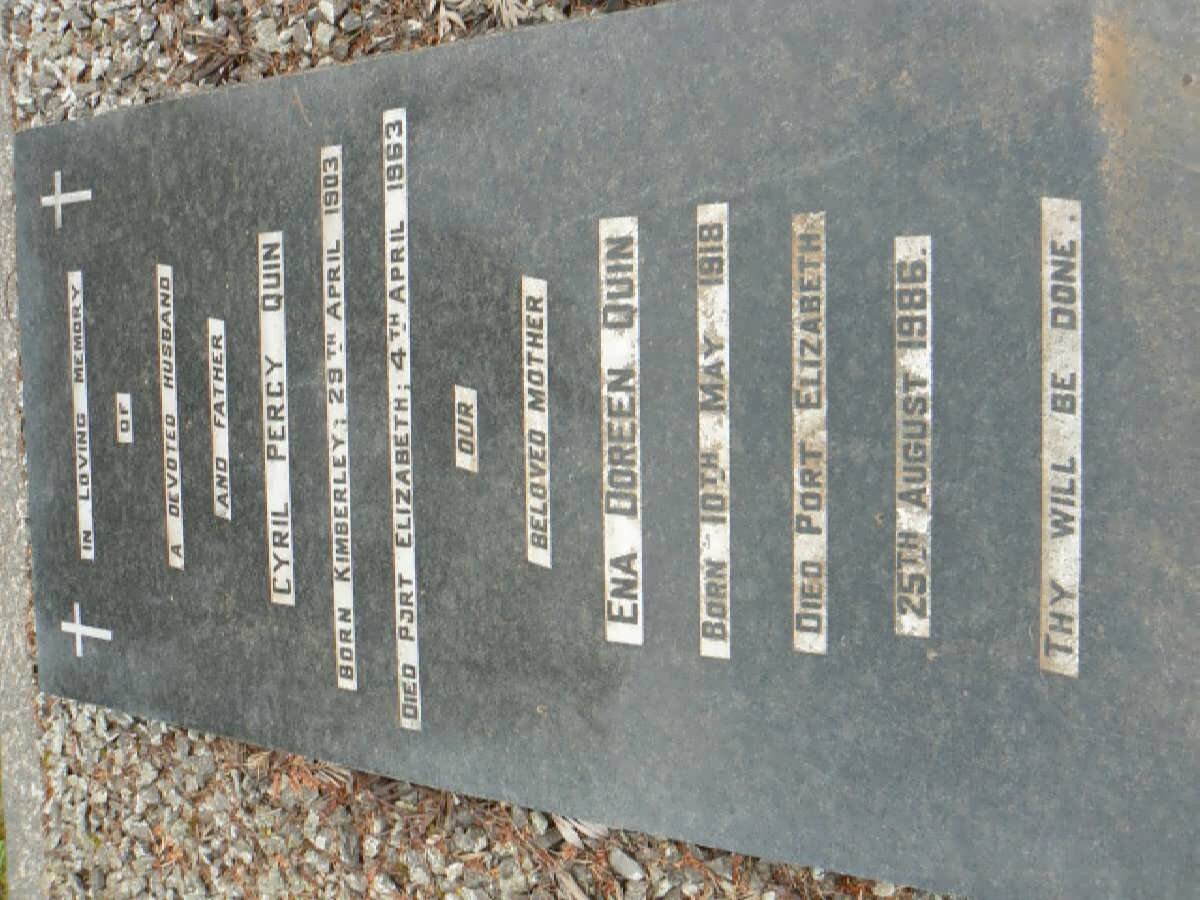 QUIN Cyril Percy 1903-1963 &amp; Ena Doreen 1918-1986