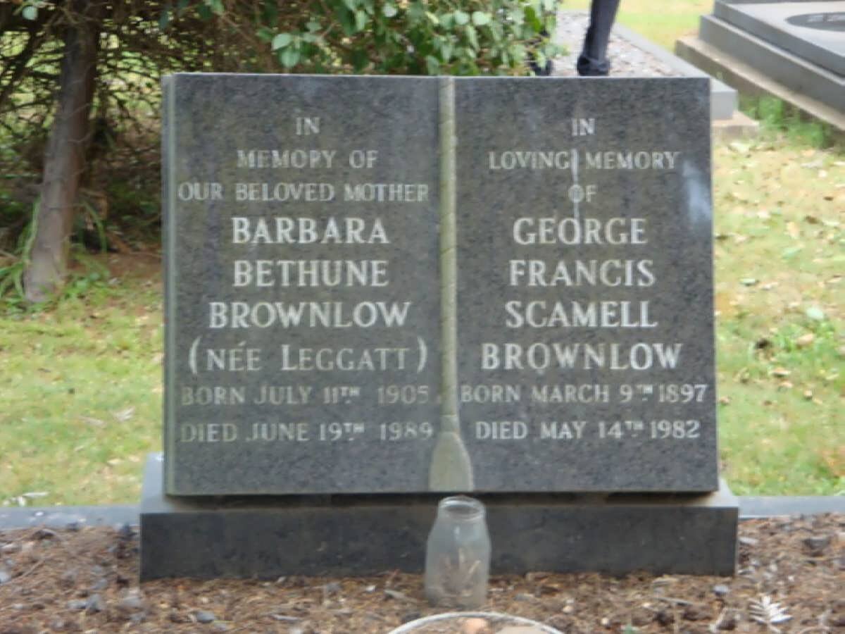 BROWNLOW George Francis Scamell 1897-1982 &amp; Barbara Bethune LEGGATT 1905-1989