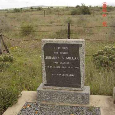 MILLAR Johanna S. nee CLAASEN 1902-1993