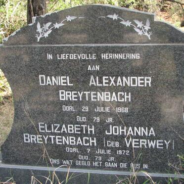 BREYTENBACH Daniel Alexander -1968 &amp; Elizabeth Johanna VERWEY -1972