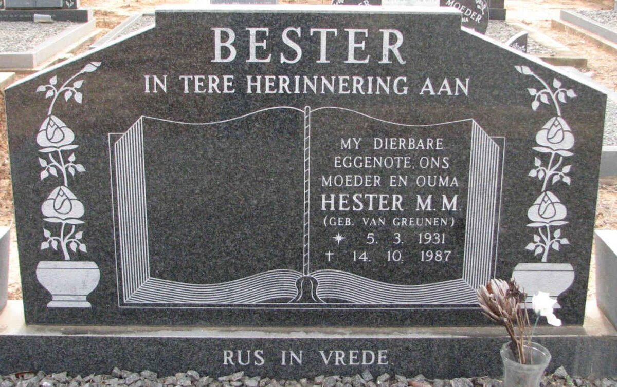 BESTER Hester M.M. nee VAN GRUENEN 1931-1987