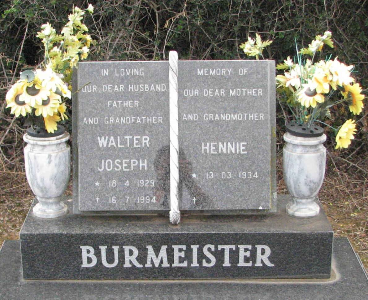 BURMEISTER Walter Joseph 1929-1994 &amp; Hennie 1934-