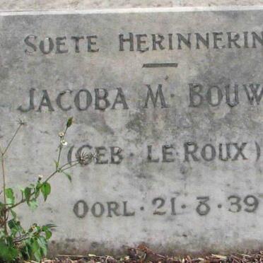 BOUWER Jacoba M. nee LE ROUX -1939