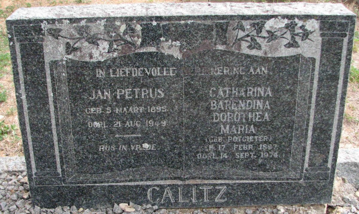 CALITZ Jan Petrus 1895-1949 &amp; Catharina Barendina Dorothea Maria POTGIETER 1897-1974