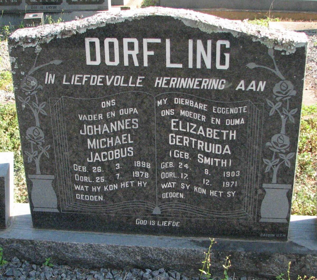 DORFLING Johannes Michael Jacobus 1898-1978 &amp; Elizabeth Gertruida SMITH 1903-1971