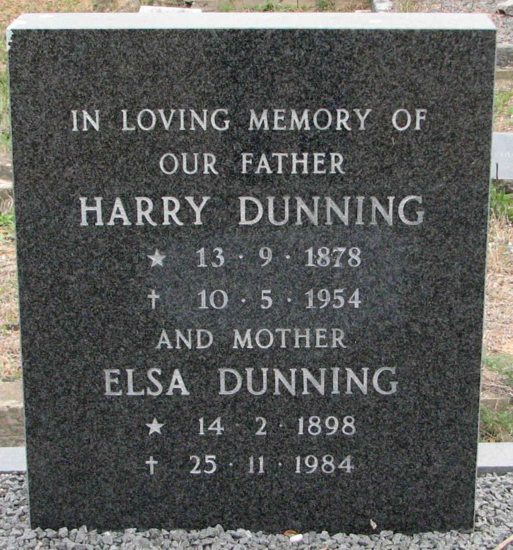 DUNNING Harry 1878-1954 &amp; Elsa 1898-1984