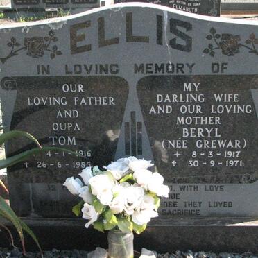 ELLIS Tom 1916-1985 &amp; Beryl GREWAR 1917-1971