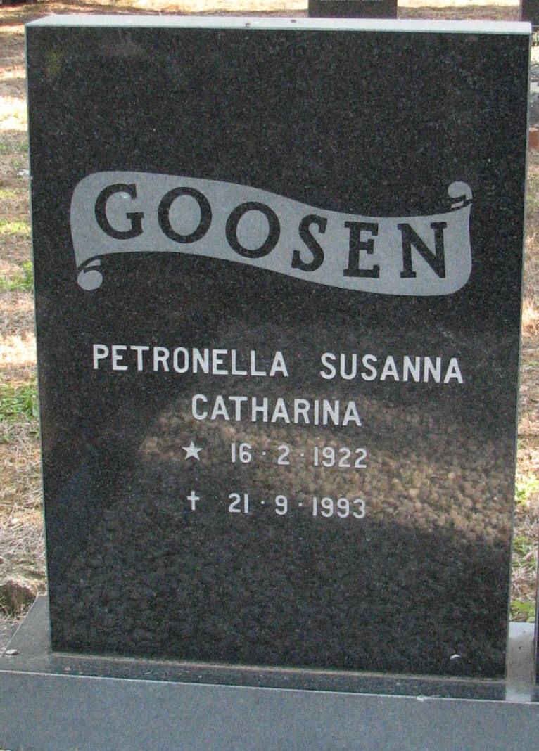 GOOSEN Petronella Susanna Catharina 1922-1993
