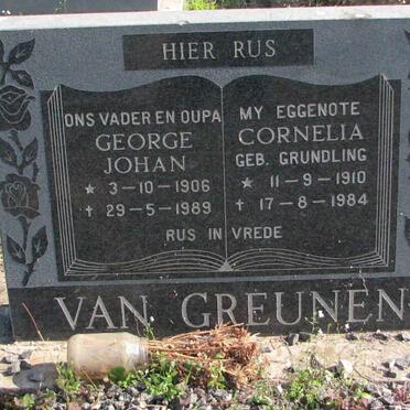 GREUNEN George Johan, van 1906-1989 &amp; Cornelia GRUNDLING 1901-1984