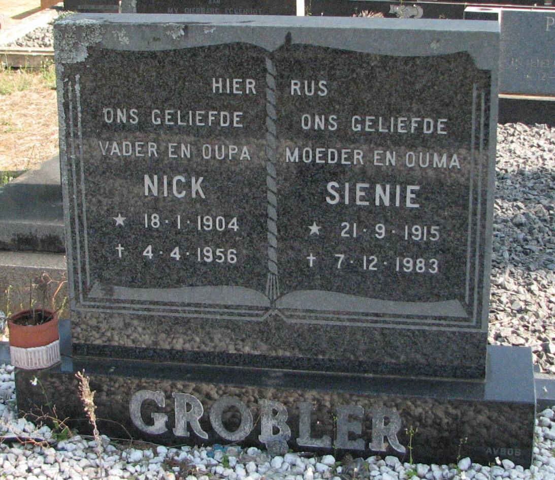 GROBLER Nick 1904-1956 &amp; Sienie 1915-1983