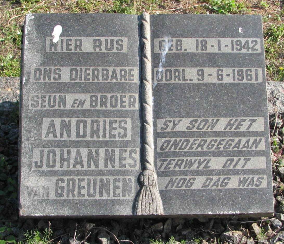 GREUNEN Andries Johannes, van 1942-1961