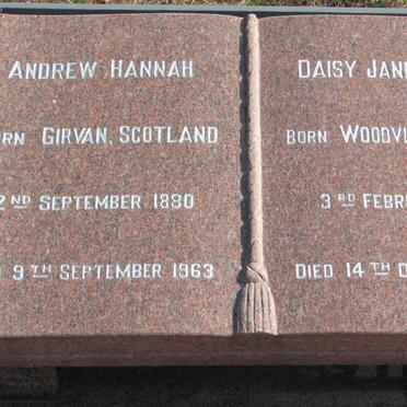 HANNAH Andrew 1880-1963 &amp; Daisy Jane 1882-1962