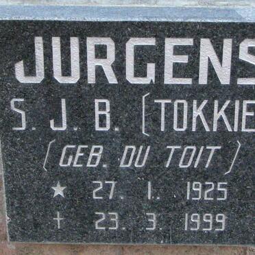 JURGENS S.J.B. nee DU TOIT 1925-1999