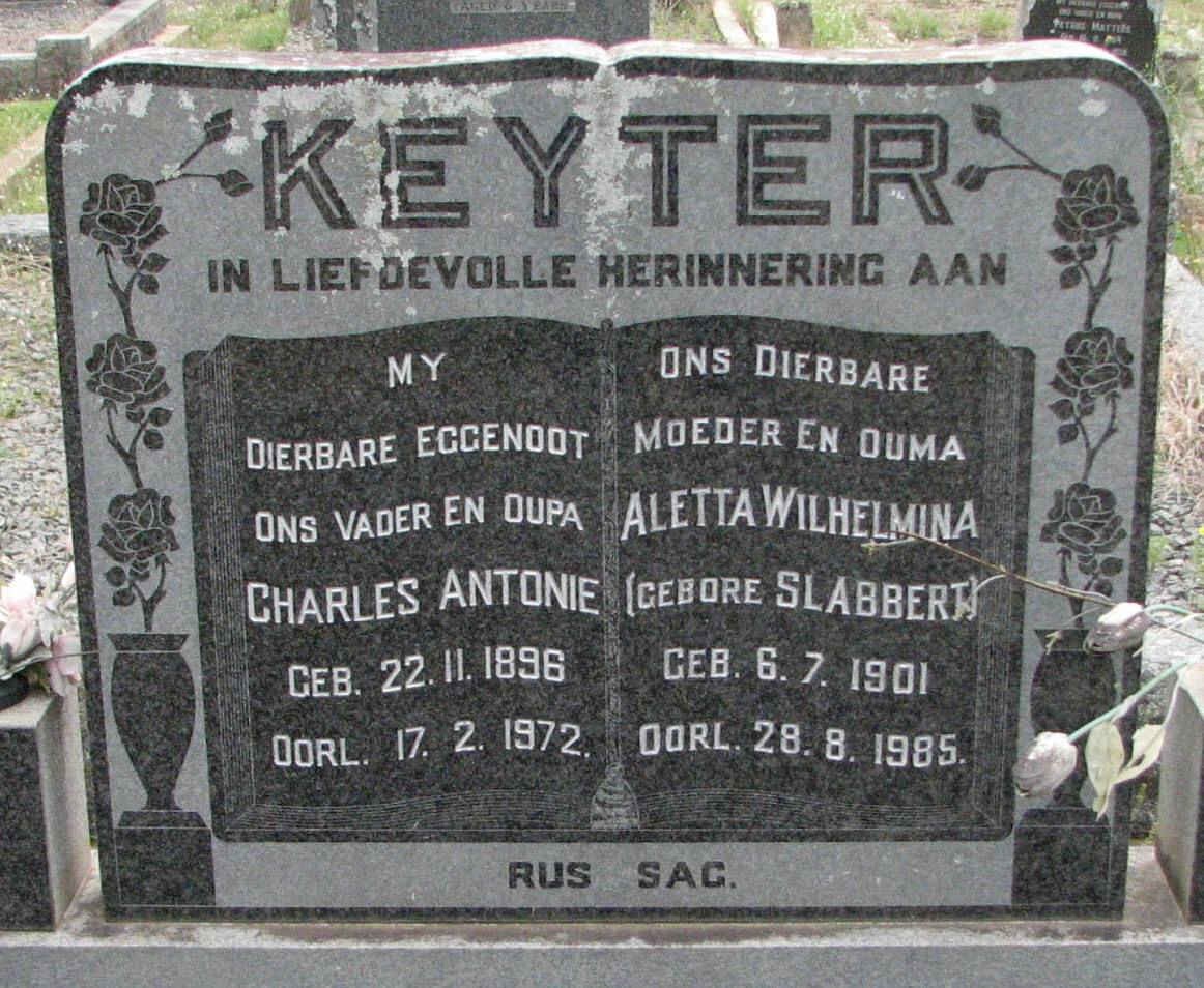 KEYTER Charles Antonie 1896-1972 &amp; Aletta Wilhelmina SLABBERT 1901-1985