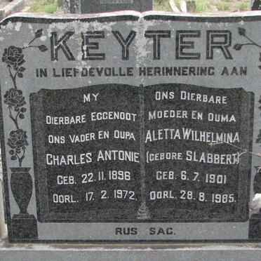 KEYTER Charles Antonie 1896-1972 &amp; Aletta Wilhelmina SLABBERT 1901-1985