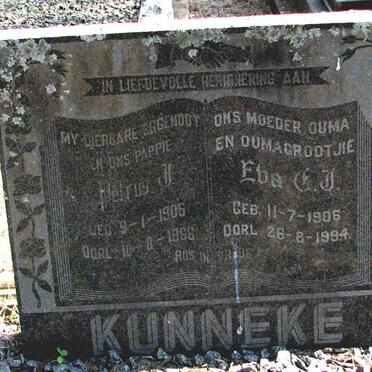 KUNNEKE Petrus J. 1905-1966 &amp; Eda C.J. 1906-1994